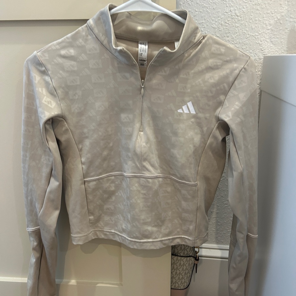 Adidas Cream Quarter-Zip Top